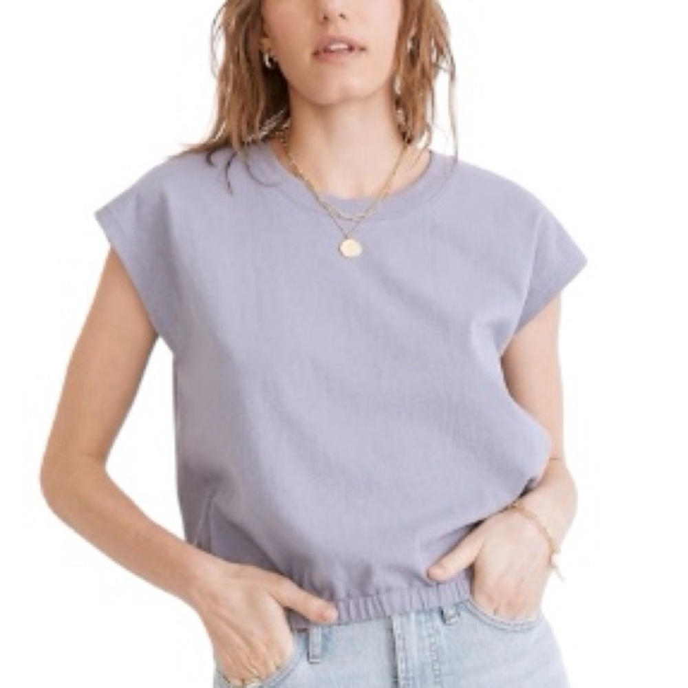 NWT Madewell Banded Cropped Muscle Tee in Dusk Peri - XS